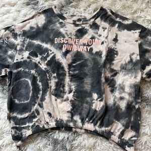 H&M kid's Drawstring pink and gray tie-dye T-shirt